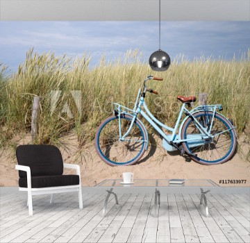 Picture of Blaues Fahrrad abgestellt in den niederlndischen Dnen